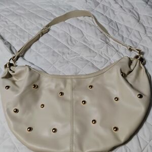 Urban Expressions Cream Hobo Bag with Gold Studs